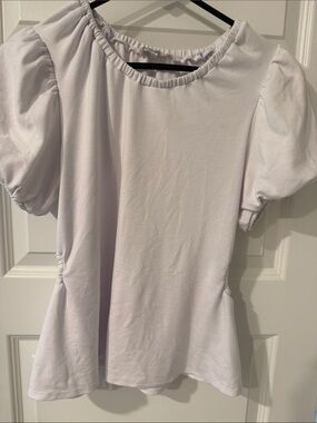 Women’s Puff Sleeve Top White 16 HABITUAL GIRL CUT OUT ELASTIC NECK